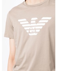 T-shirt à col rond imprimé beige Emporio Armani