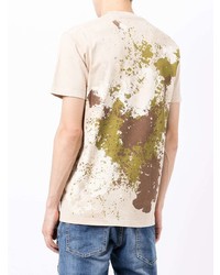 T-shirt à col rond imprimé beige DSQUARED2