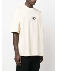 T-shirt à col rond imprimé beige Balenciaga