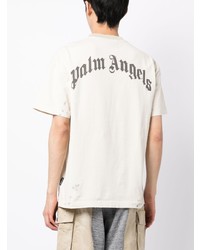 T-shirt à col rond imprimé beige Palm Angels