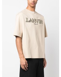 T-shirt à col rond imprimé beige Lanvin