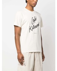 T-shirt à col rond imprimé beige MAISON KITSUNÉ