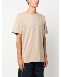 T-shirt à col rond imprimé beige MSGM