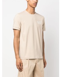 T-shirt à col rond imprimé beige Ea7 Emporio Armani