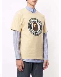 T-shirt à col rond imprimé beige A Bathing Ape