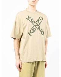 T-shirt à col rond imprimé beige Kenzo