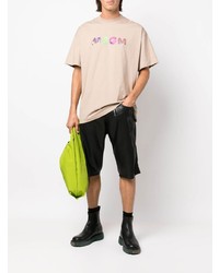 T-shirt à col rond imprimé beige MSGM