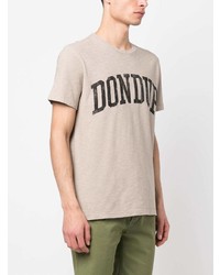 T-shirt à col rond imprimé beige Dondup