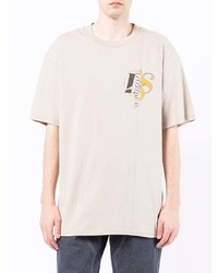 T-shirt à col rond imprimé beige Izzue