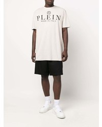 T-shirt à col rond imprimé beige Philipp Plein