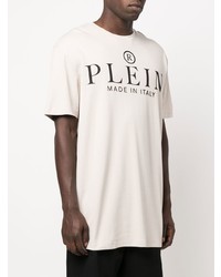 T-shirt à col rond imprimé beige Philipp Plein