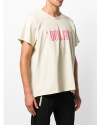 T-shirt à col rond imprimé beige Rhude