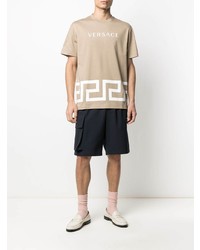 T-shirt à col rond imprimé beige Versace