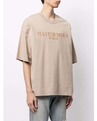 T-shirt à col rond imprimé beige Mastermind World