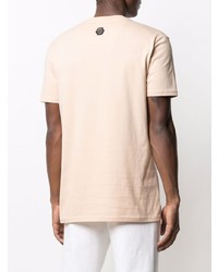 T-shirt à col rond imprimé beige Philipp Plein