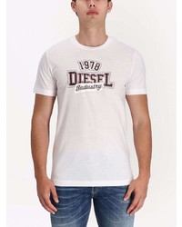 T-shirt à col rond imprimé beige Diesel