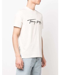 T-shirt à col rond imprimé beige Tommy Hilfiger