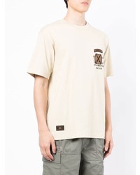 T-shirt à col rond imprimé beige Alpha Industries