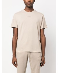 T-shirt à col rond imprimé beige Stone Island