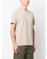 T-shirt à col rond imprimé beige Stone Island