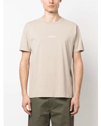 T-shirt à col rond imprimé beige Stone Island