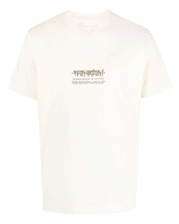 T-shirt à col rond imprimé beige Maharishi