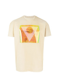 T-shirt à col rond imprimé beige Maison Margiela