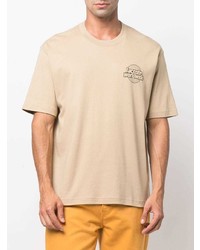 T-shirt à col rond imprimé beige Lacoste
