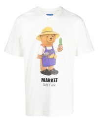 T-shirt à col rond imprimé beige MARKET