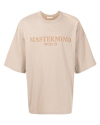 T-shirt à col rond imprimé beige Mastermind World