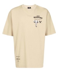 T-shirt à col rond imprimé beige Mauna Kea