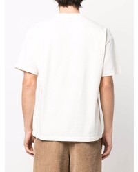 T-shirt à col rond imprimé beige Rhude