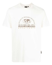T-shirt à col rond imprimé beige Napapijri
