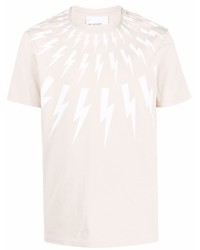 T-shirt à col rond imprimé beige Neil Barrett
