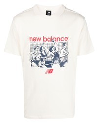 T-shirt à col rond imprimé beige New Balance
