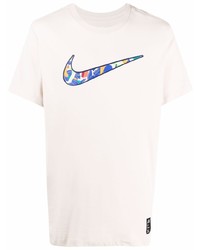 T-shirt à col rond imprimé beige Nike