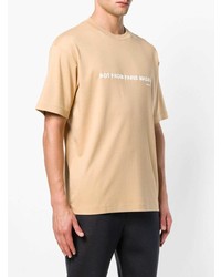 T-shirt à col rond imprimé beige Drôle De Monsieur