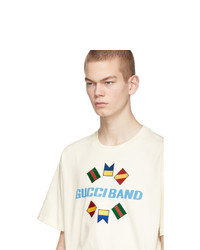 T-shirt à col rond imprimé beige Gucci