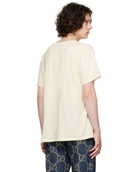 T-shirt à col rond imprimé beige Gucci