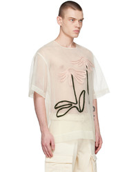 T-shirt à col rond imprimé beige Simone Rocha