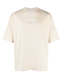 T-shirt à col rond imprimé beige Off-White
