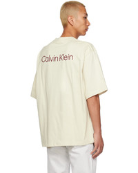 T-shirt à col rond imprimé beige Calvin Klein