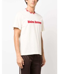 T-shirt à col rond imprimé beige Wales Bonner
