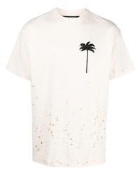 T-shirt à col rond imprimé beige Palm Angels