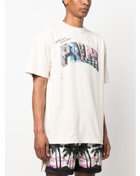 T-shirt à col rond imprimé beige Palm Angels