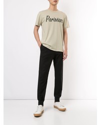 T-shirt à col rond imprimé beige MAISON KITSUNÉ