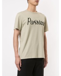 T-shirt à col rond imprimé beige MAISON KITSUNÉ