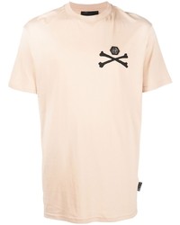 T-shirt à col rond imprimé beige Philipp Plein