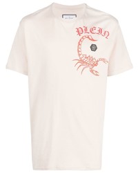 T-shirt à col rond imprimé beige Philipp Plein