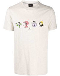 T-shirt à col rond imprimé beige PS Paul Smith